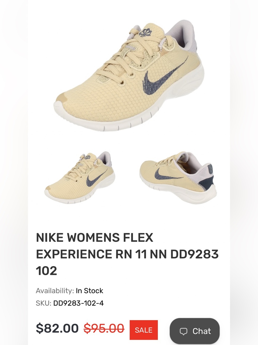 Nike Flex Experience RN 11 Next Nature Womens 8.5 Sanddrift/Blue New without Box